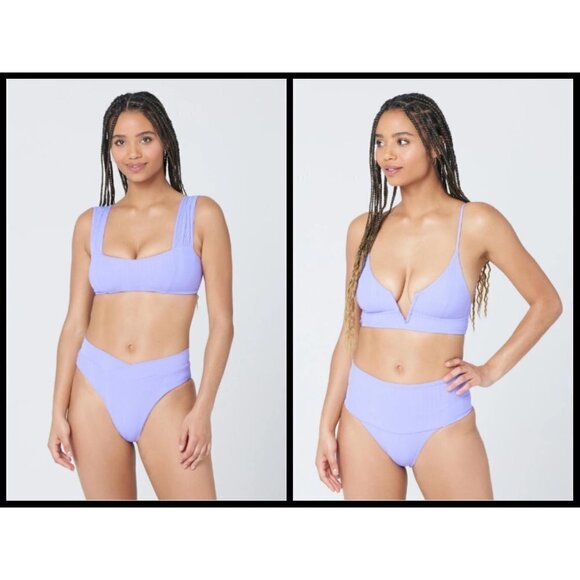 💕L*SPACE💕 Pointelle Rib Bikini Set Gizelle Top NWO'T + Desi Bottom NWT Small - Picture 1 of 15